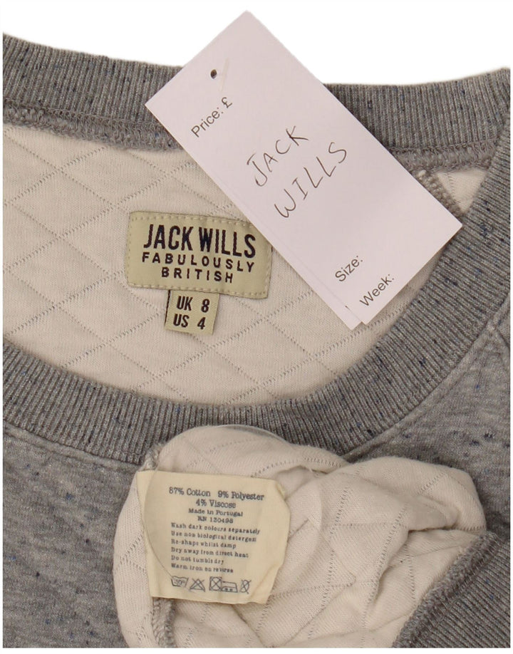 Jack Wills Womens Oversized Sweatshirt Jumper UK 8 Small Grey Cotton