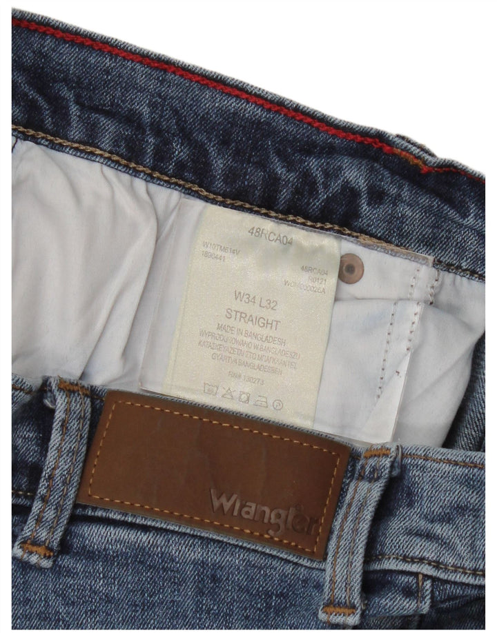 Wrangler Mens Straight Jeans W34 L32 Blue Cotton