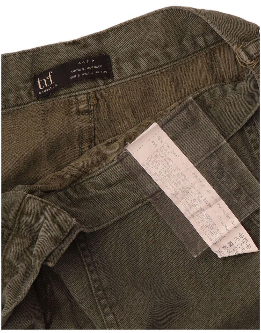 Zara Womens Straight Cargo Trousers Small W26 L27 Khaki