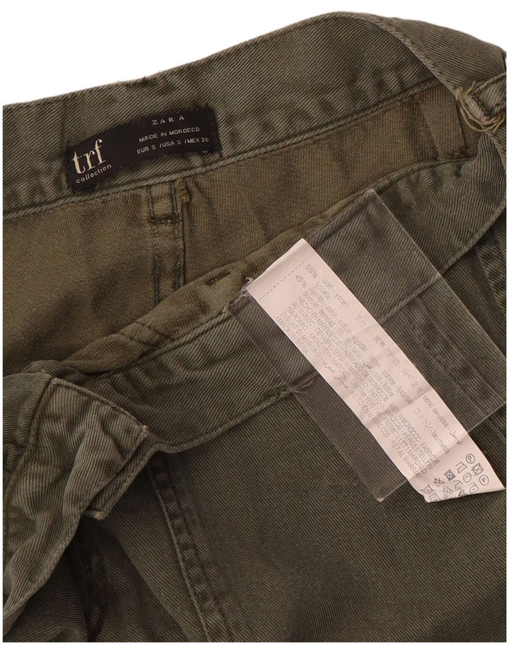Zara Womens Straight Cargo Trousers Small W26 L27 Khaki