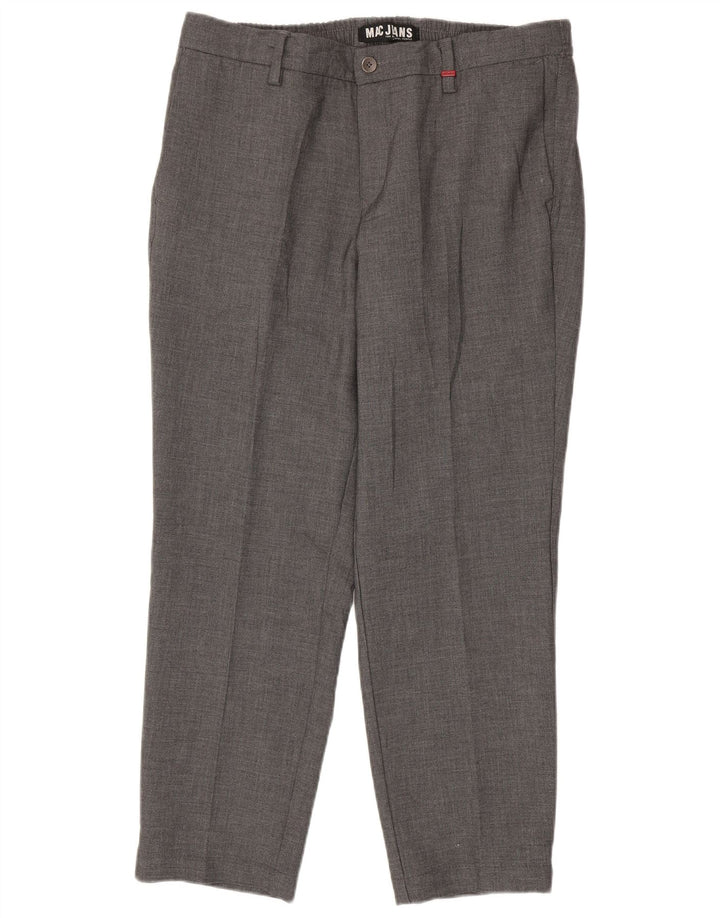 Mac Mens Straight Chino Trousers W38 L28 Grey Polyester