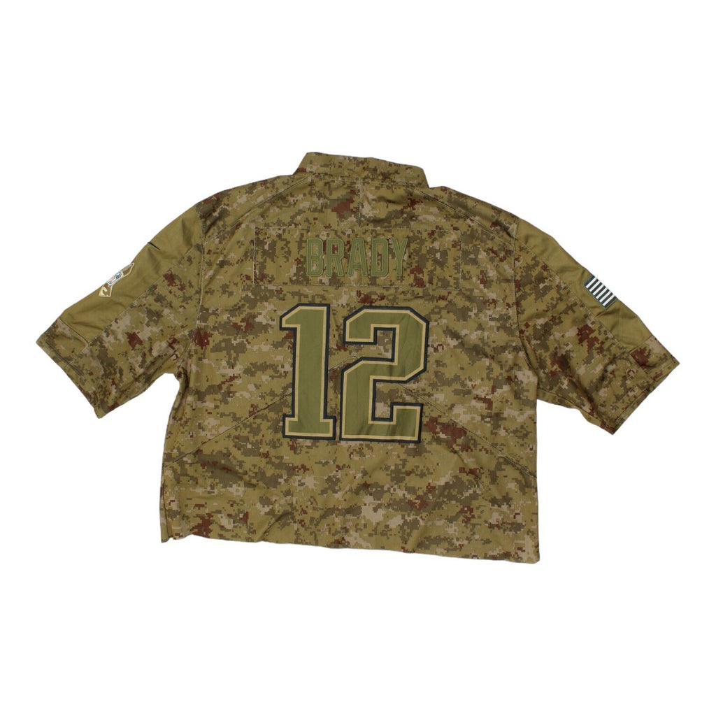 New England Patriots Tom Brady Mens Green Camo Cropped Nike Jersey | NFL Sports | Vintage Messina Hembry | Thrift | Second-Hand Messina Hembry | Used Clothing | Messina Hembry 