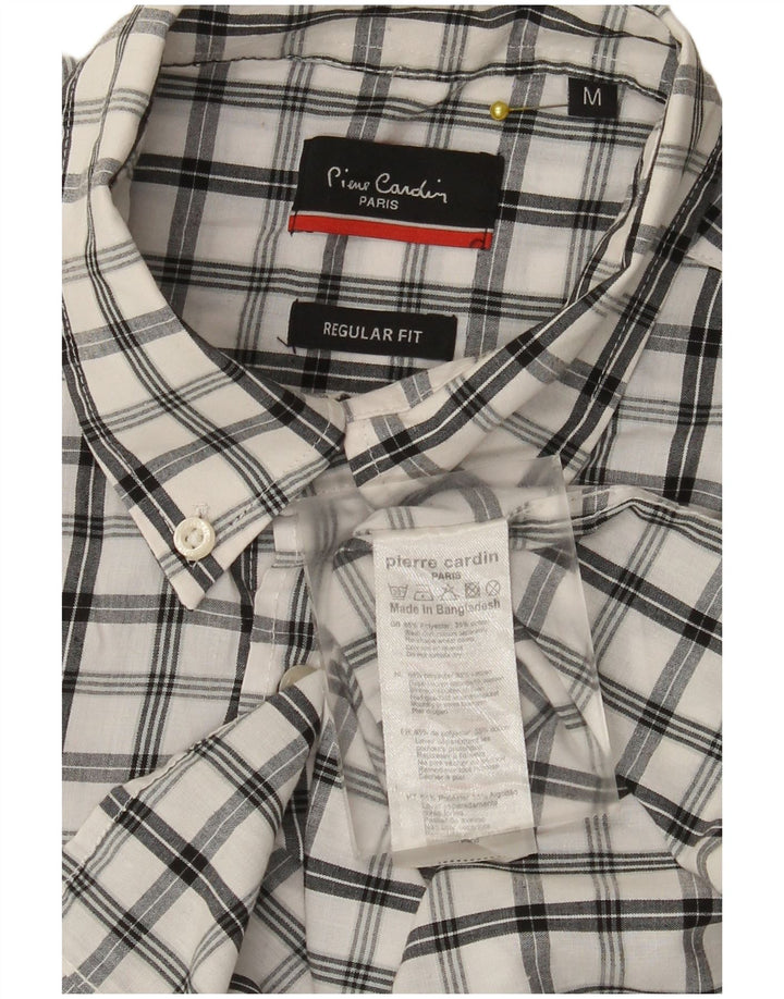 Pierre Cardin Mens Short Sleeve Regular Fit Shirt Medium White Check