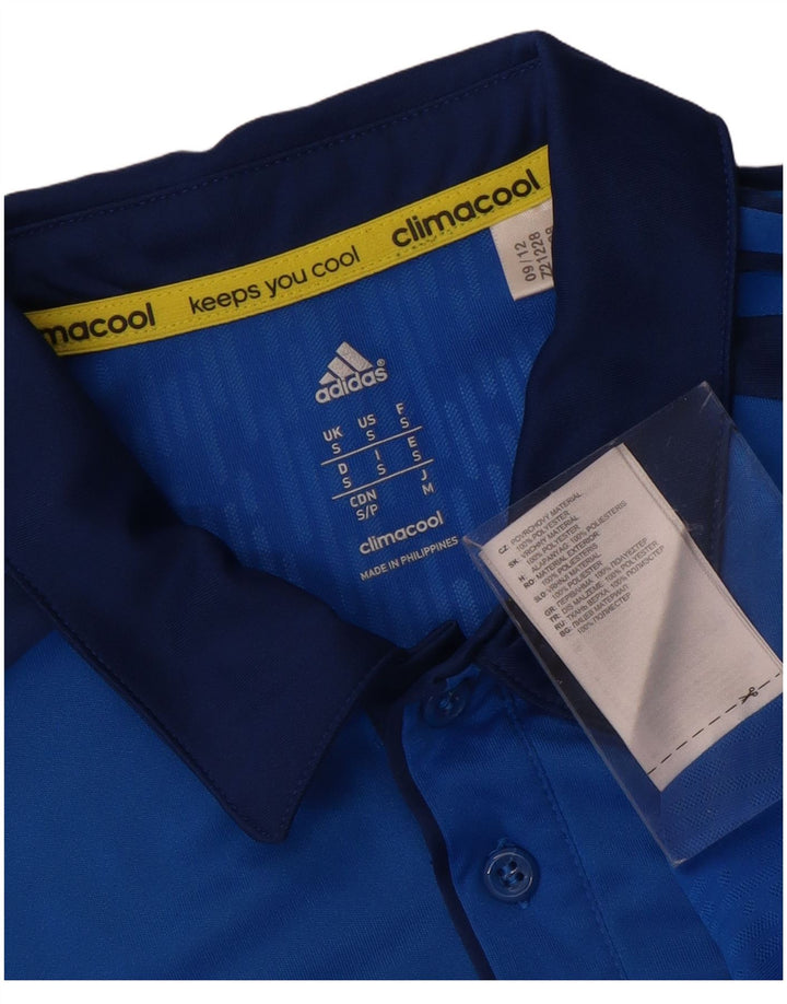 ADIDAS Mens Climacool Polo Shirt Small Blue Colourblock Polyester