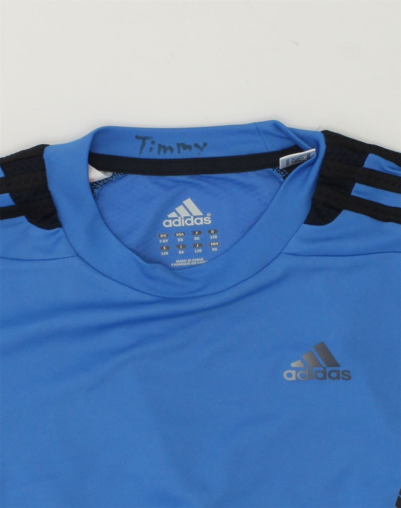 ADIDAS Boys Climacool T-Shirt Top 7-8 Years Blue Colourblock Polyester | Vintage Adidas | Thrift | Second-Hand Adidas | Used Clothing | Messina Hembry 