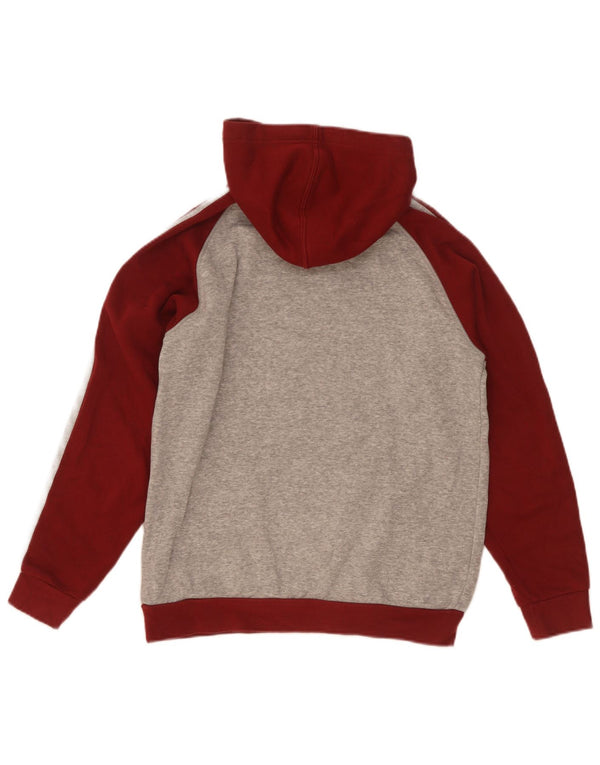 Adidas Boys Graphic Hoodie Jumper 11-12 Years Grey Colourblock Cotton