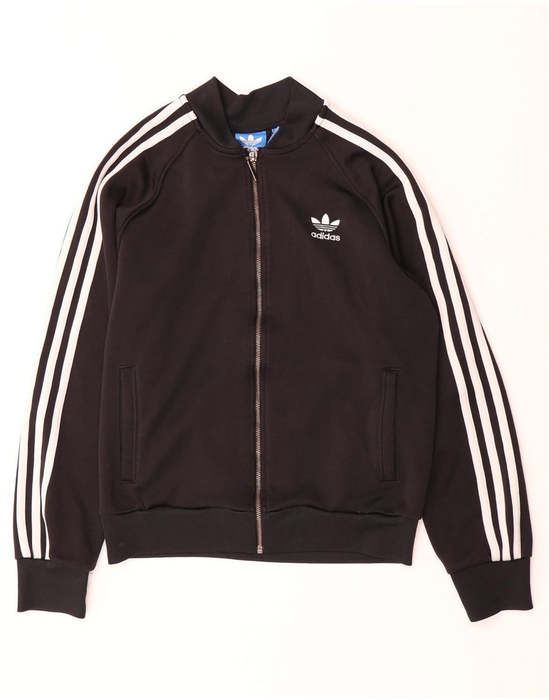 ADIDAS Womens Tracksuit Top Jacket UK 14 Medium Black Cotton