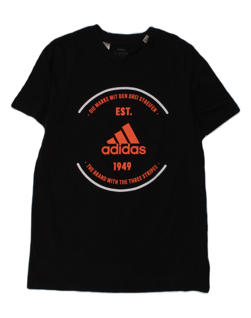 ADIDAS Boys Graphic T-Shirt Top 13-14 Years Black Cotton | Vintage Adidas | Thrift | Second-Hand Adidas | Used Clothing | Messina Hembry 