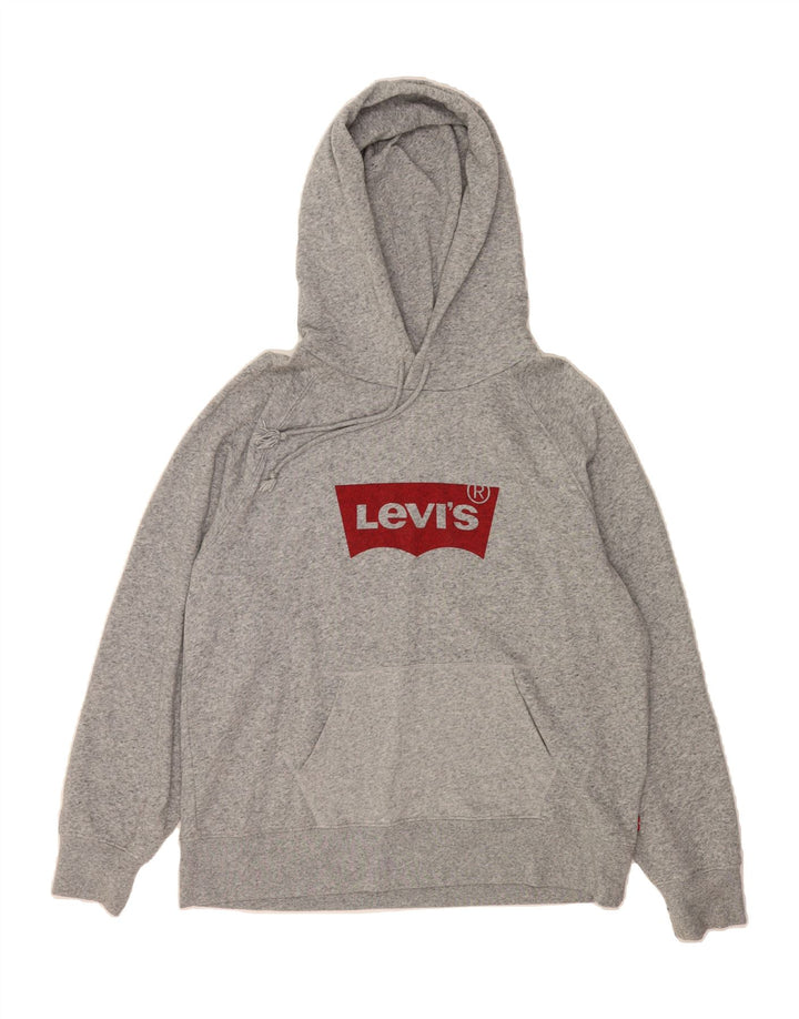 LEVI'S Mens Graphic Hoodie Jumper Large Grey Cotton Vintage Levi's and Second-Hand Levi's from Messina Hembry 