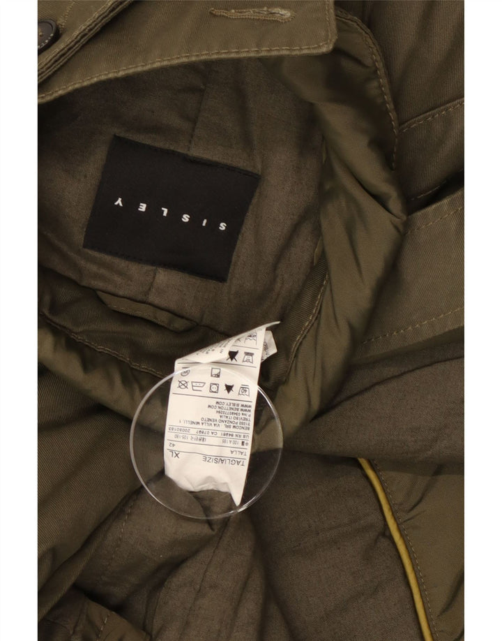 Sisley Mens Military Jacket UK 42 XL Khaki Polyester