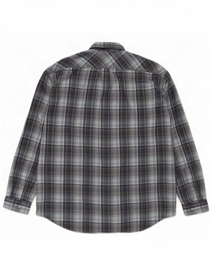 Marlboro Classics Mens Shirt 3XL Navy Blue Check Cotton
