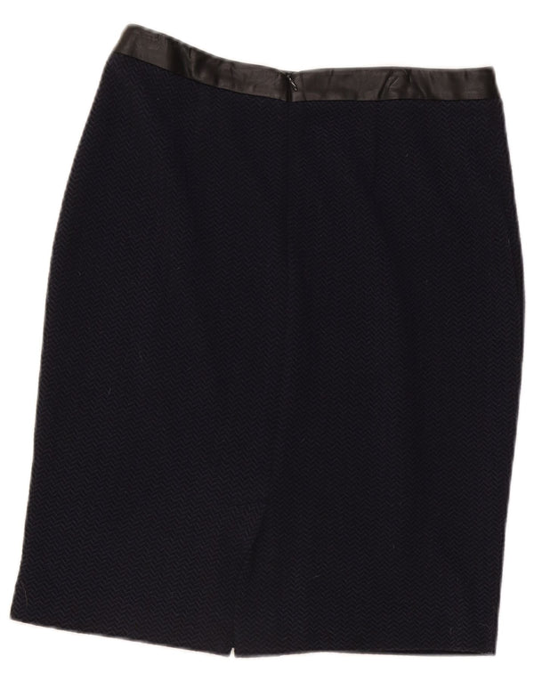 Trussardi Womens Pencil Skirt IT 42 Medium W30 Navy Blue Herringbone
