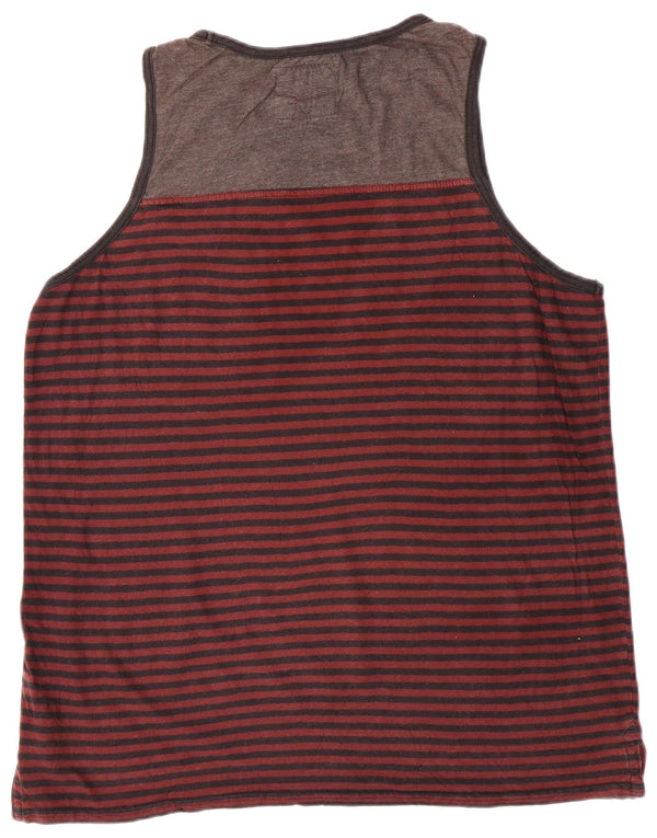 Quiksilver Mens Vest Top Large Burgundy Striped Cotton