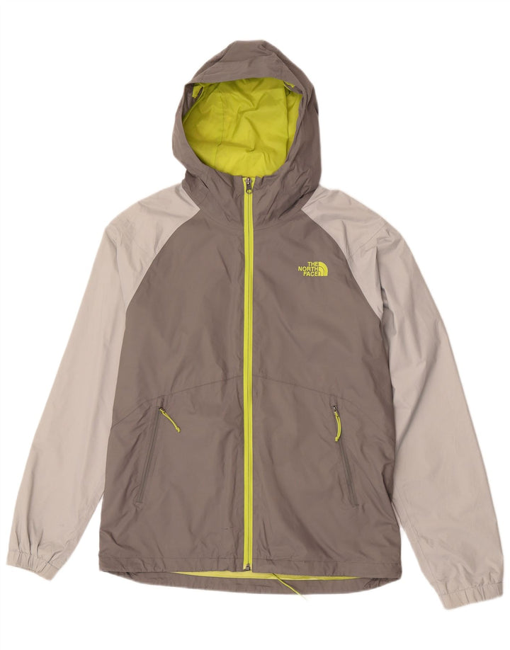The North Face Mens Hooded Rain Jacket UK 38 Medium Grey Colourblock Nylon