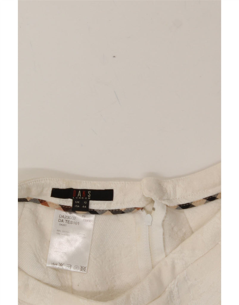 DAKS Womens A-Line Skirt UK 12 Medium W30  White Check Cotton Vintage DAKS and Second-Hand DAKS from Messina Hembry 