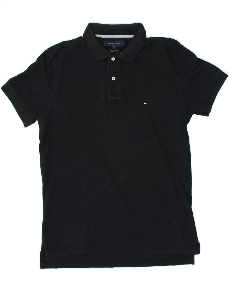 TOMMY HILFIGER Mens Regular Fit Polo Shirt Medium Black Cotton | Vintage Tommy Hilfiger | Thrift | Second-Hand Tommy Hilfiger | Used Clothing | Messina Hembry 