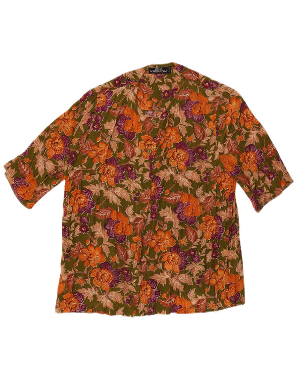 Atos Lombardini Womens Short Sleeve Shirt Blouse UK 10 Small Green Floral