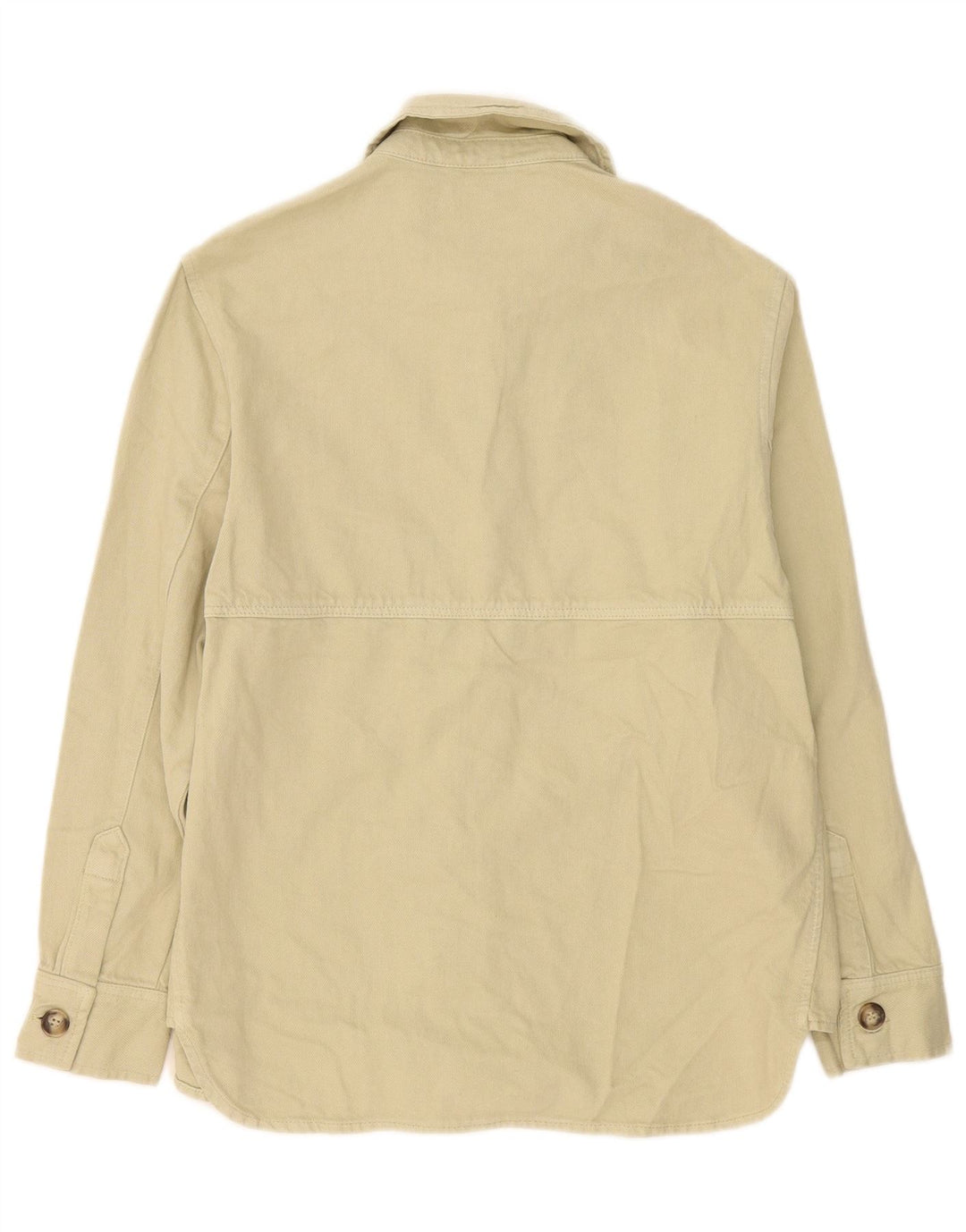 Zara Womens Oversized Denim Shirt UK 10 Small Beige Cotton