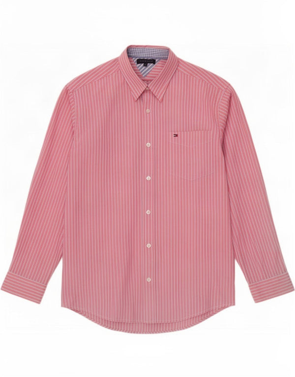 Tommy Hilfiger Boys Shirt 15-16 Years Pink Pinstripe Cotton