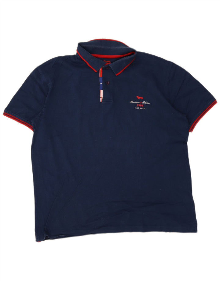 Harmont & Blaine Mens Regular Fit Polo Shirt Large Navy Blue Cotton