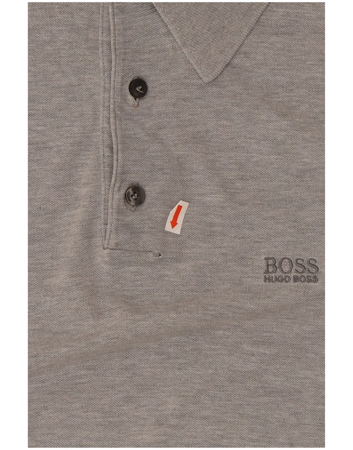 Hugo Boss Mens Polo Shirt Medium Grey Flecked Cotton