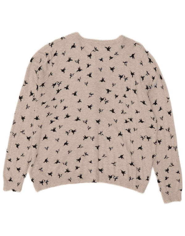 Marks & Spencer Womens Graphic Cardigan Sweater UK 18 XL Grey Viscose