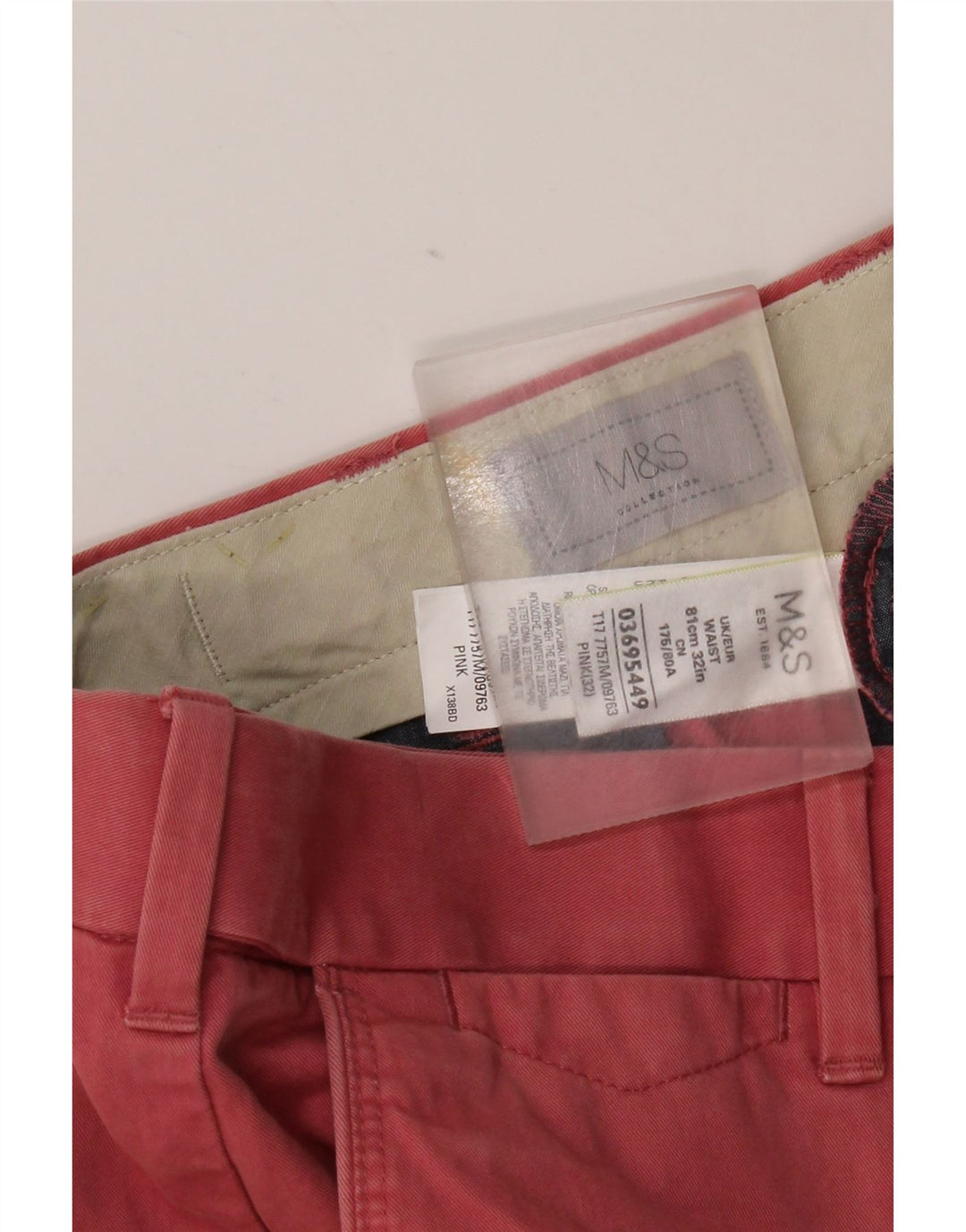Marks & Spencer Mens Chino Shorts W32 Medium  Red Cotton