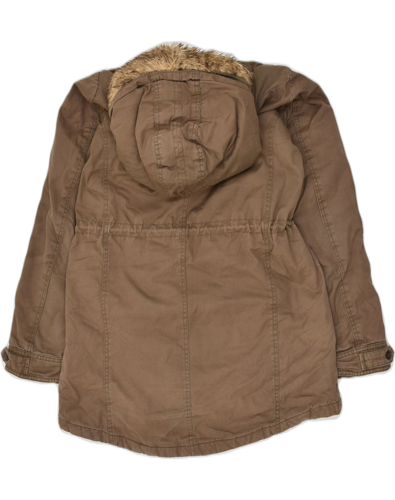 PULL & BEAR Womens Hooded Parka Jacket UK 14 Medium Brown Cotton | Vintage Pull & Bear | Thrift | Second-Hand Pull & Bear | Used Clothing | Messina Hembry 