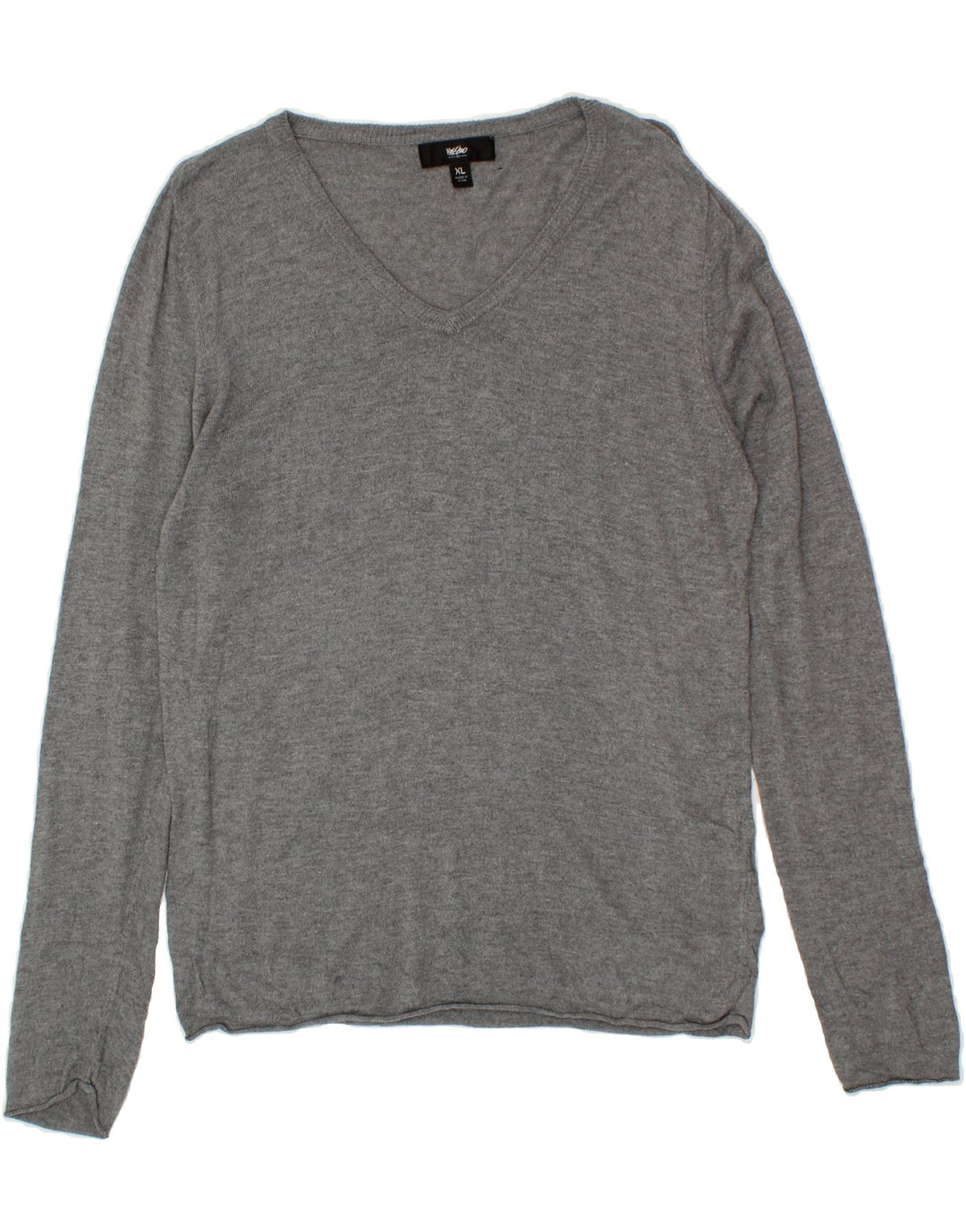 MOSSIMO Womens V-Neck Jumper Sweater UK 18 XL Grey Nylon Vintage Mossimo and Second-Hand Mossimo from Messina Hembry 