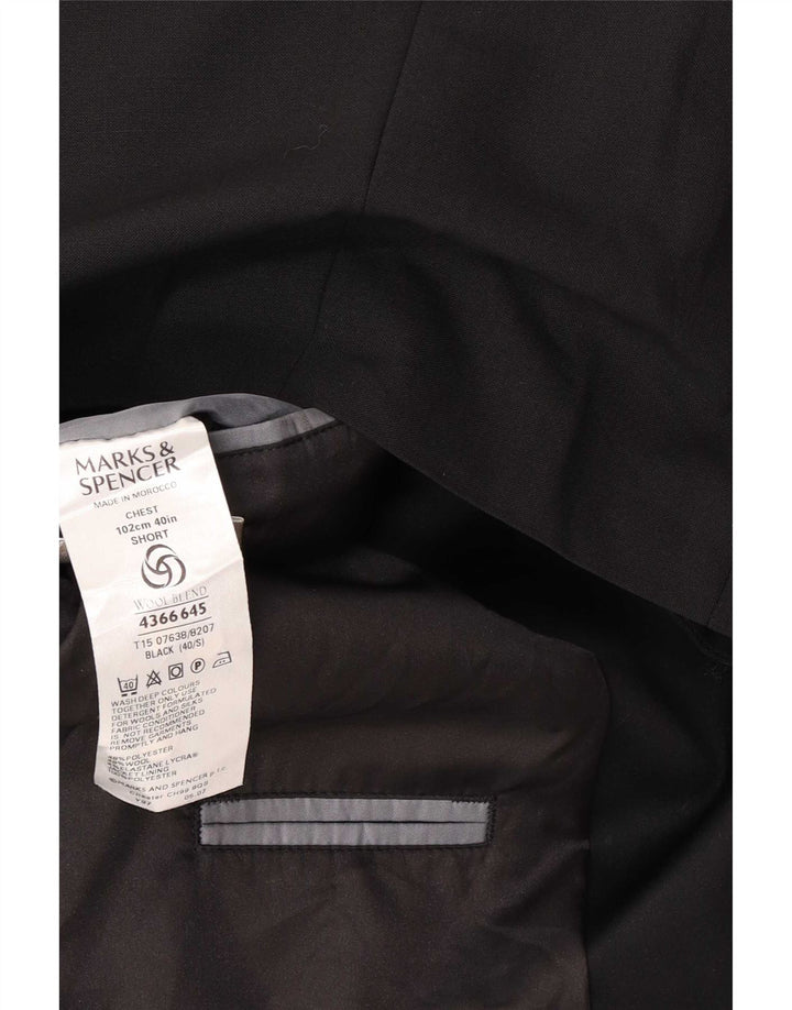 Marks & Spencer Mens 2 Button Blazer Jacket UK 40 Medium Black Polyester