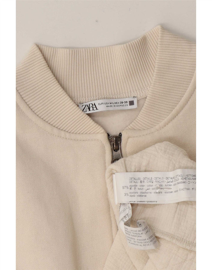 Zara Womens Full Zip Dress UK 14 Medium Off White Cotton