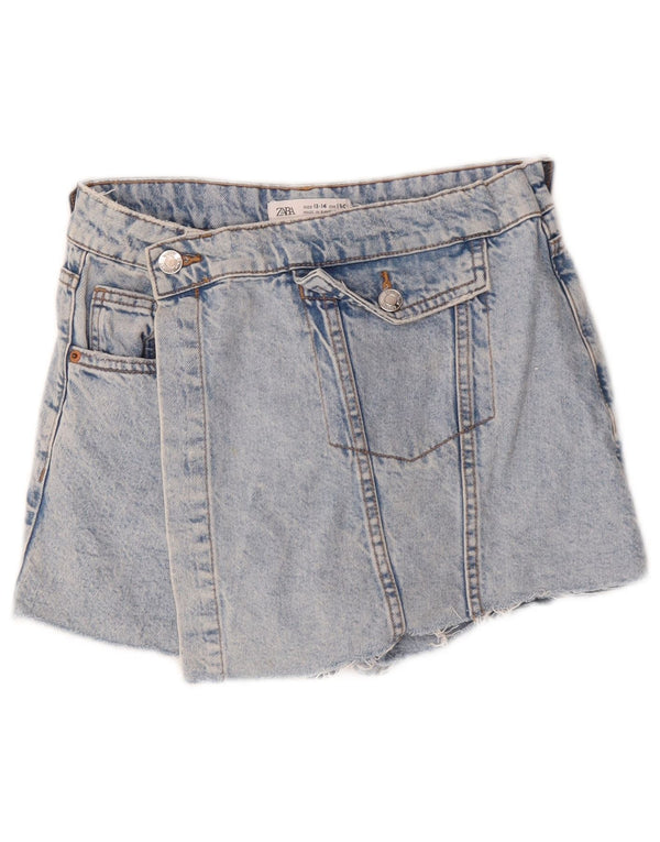 Zara Girls Denim Shorts 13-14 Years W26 Blue Cotton