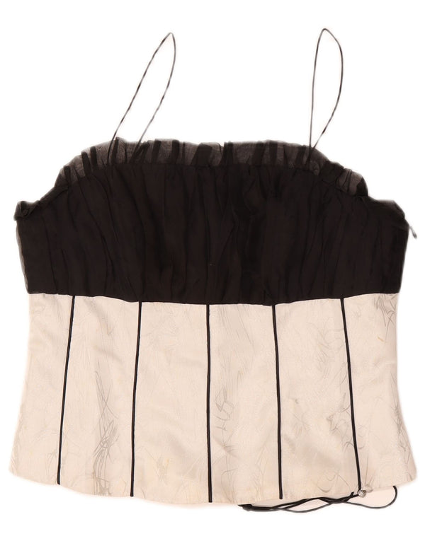 Vintage Womens Corset Top IT 48 XL Black Colourblock Polyester
