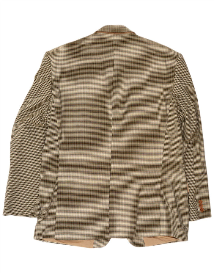 Angiolo Miliotti Mens 2 Button Blazer Jacket UK 42 XL Green Houndstooth
