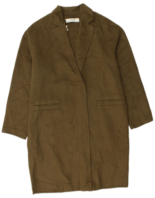 Zara Womens Oversized Overcoat UK 16 Large Khaki Wool