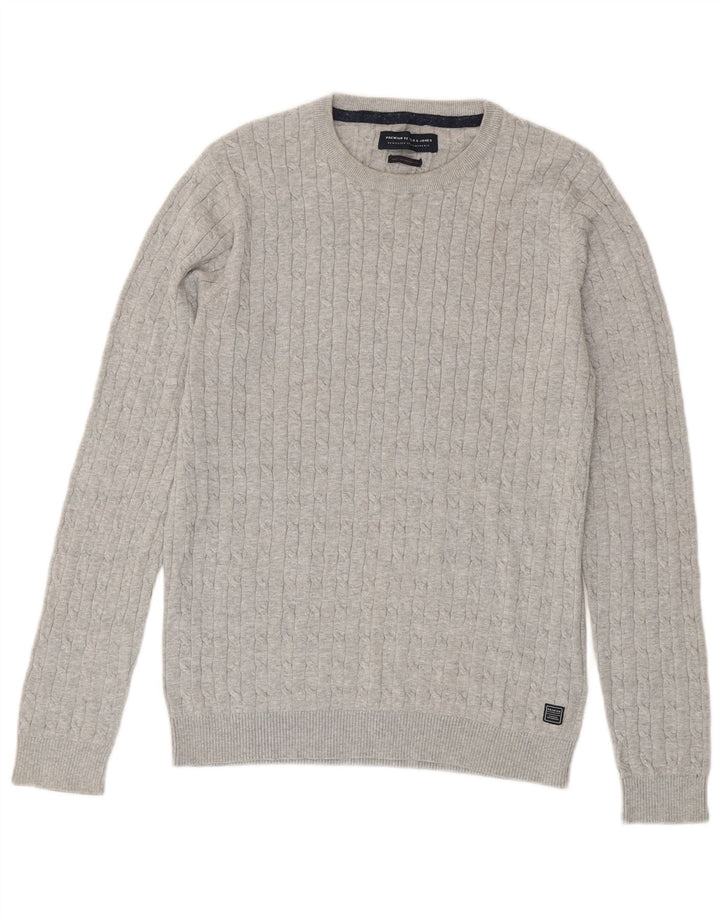 JACK & JONES Mens Crew Neck Jumper Sweater XL Grey Cotton