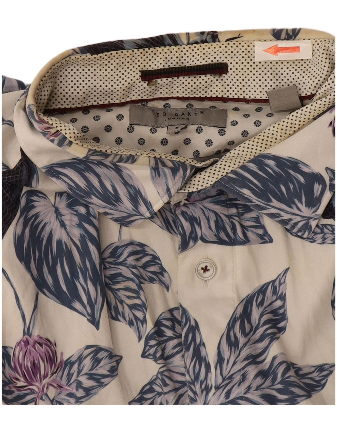 Ted Baker Mens Shirt Size 5 XL White Floral Cotton
