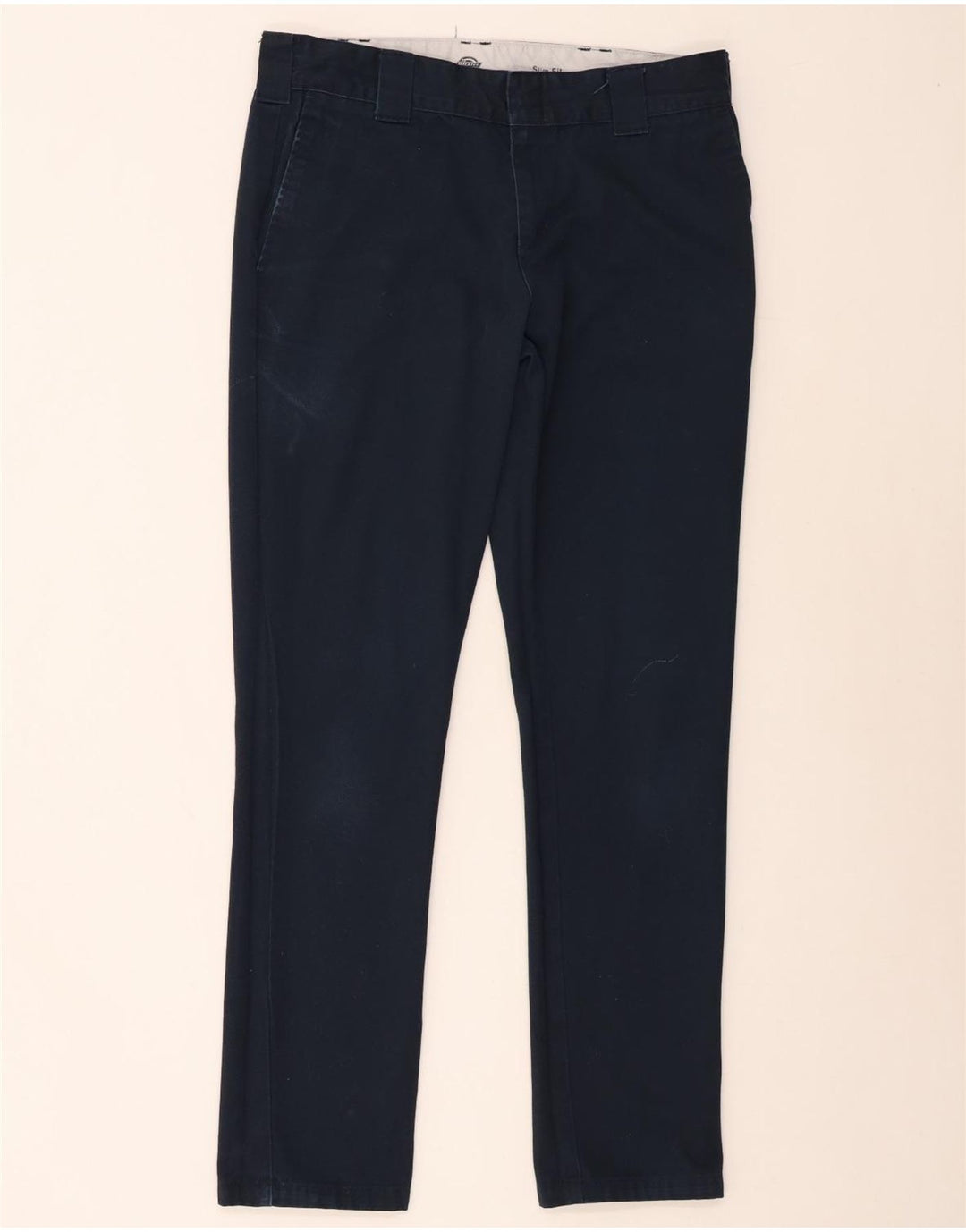 Dickies Mens Slim Chino Trousers W32 L34 Navy Blue Cotton