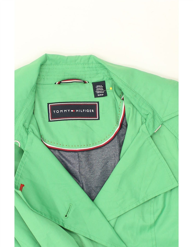 TOMMY HILFIGER Womens Hooded Trench Coat UK 10 Small Green Cotton | Vintage Tommy Hilfiger | Thrift | Second-Hand Tommy Hilfiger | Used Clothing | Messina Hembry 