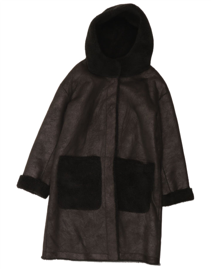 Gina Womens Reversible Sherpa Overcoat EU 42/44 Large Black Polyester