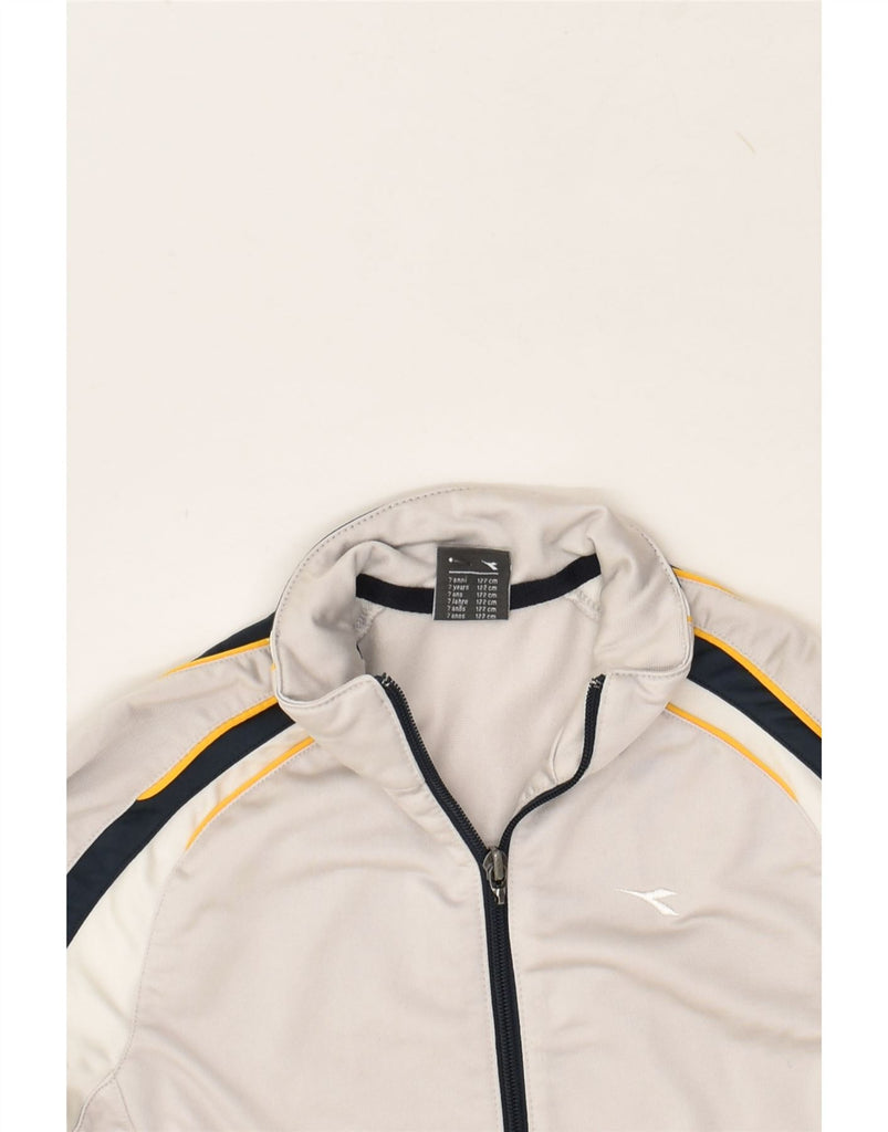 DIADORA Boys Tracksuit Top Jacket 6-7 Years Grey Colourblock Polyester | Vintage Diadora | Thrift | Second-Hand Diadora | Used Clothing | Messina Hembry 