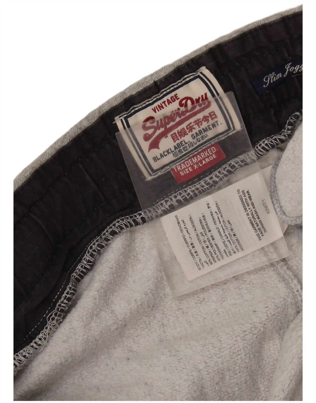 SUPERDRY Mens Graphic Slim Fit Tracksuit Trousers Joggers XL  Grey Cotton
