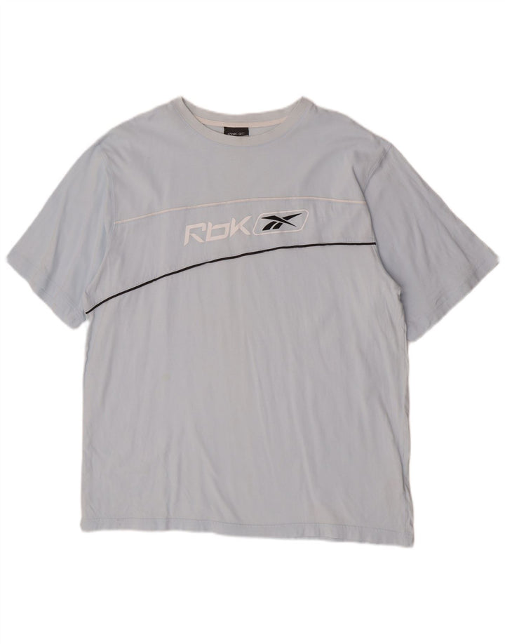 Reebok Mens Graphic T-Shirt Top 2XL Blue Cotton