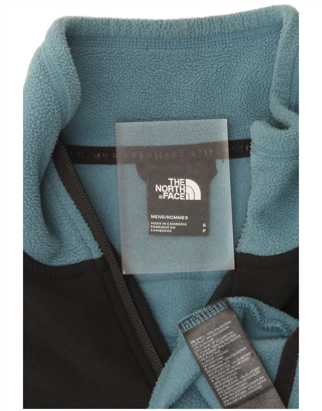 The North Face Mens Zip Neck Fleece Jumper Small Blue Colourblock Polyester