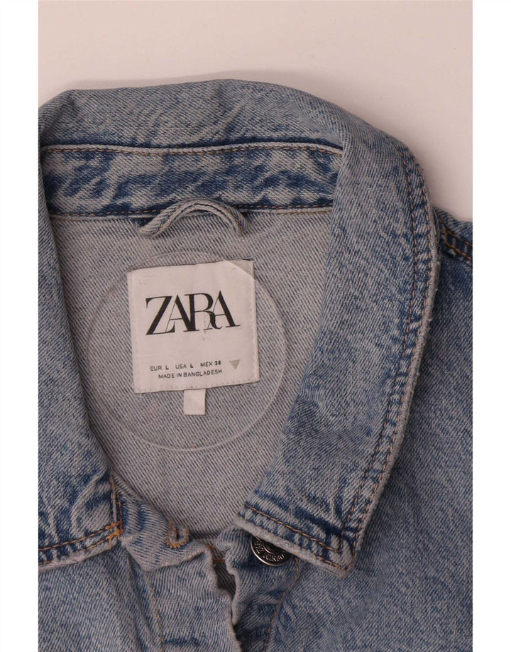 Zara Womens Denim Jacket UK 14 Large Blue