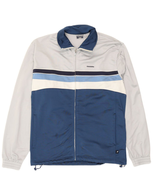 Diadora Mens Tracksuit Top Jacket UK 42 Large Navy Blue Colourblock