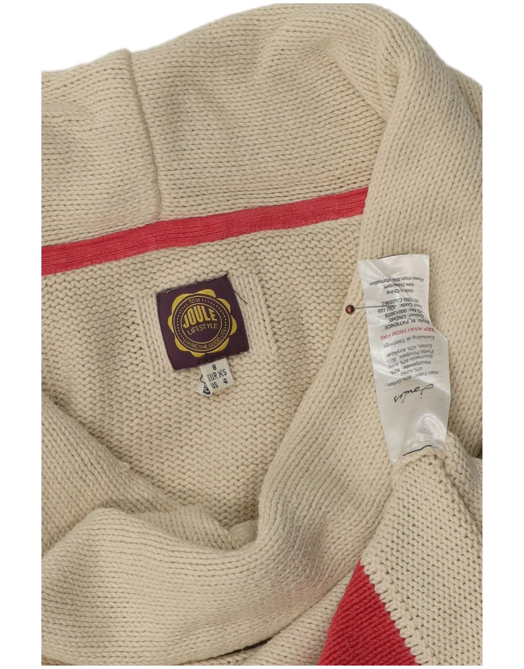 Joules Womens Shawl Neck Jumper Sweater UK 8 Small  Off White