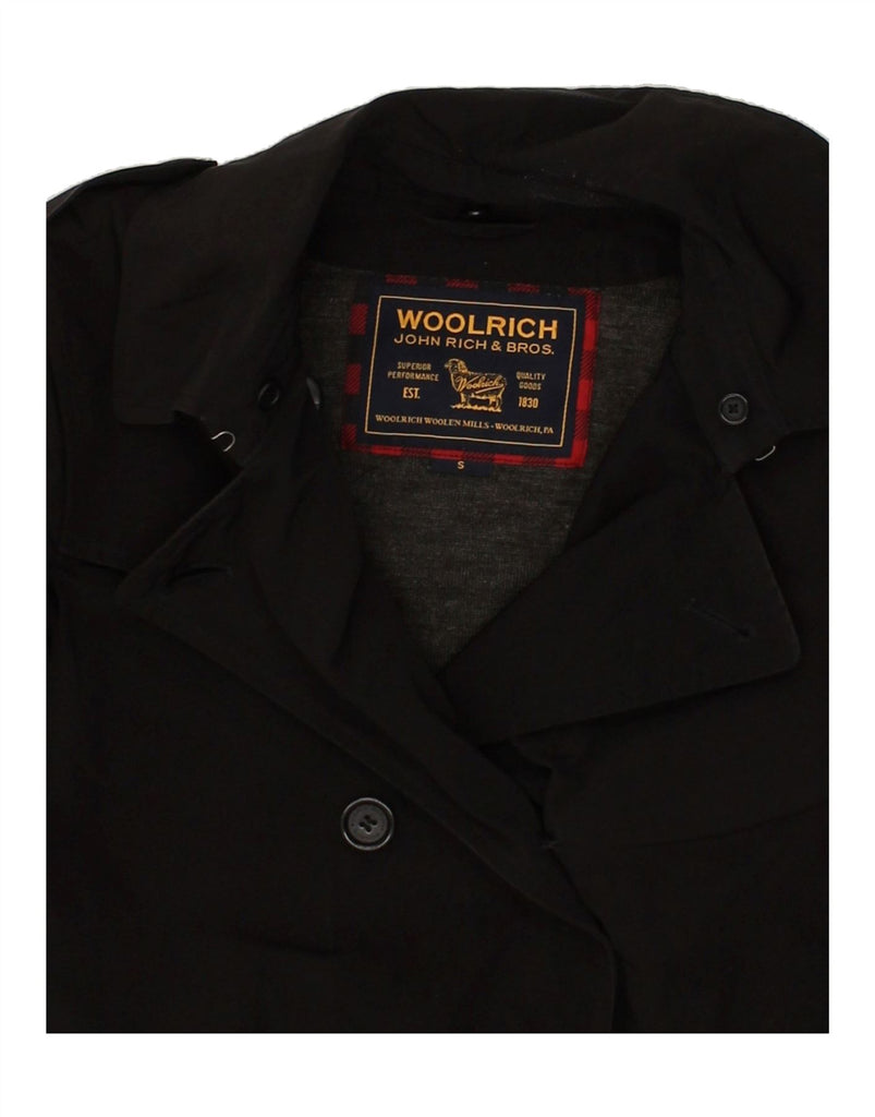 WOOLRICH Womens Double Breasted Coat UK 10 Small Black Polyester | Vintage Woolrich | Thrift | Second-Hand Woolrich | Used Clothing | Messina Hembry 