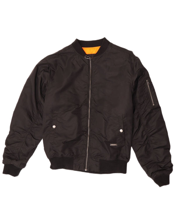 Snipes Mens Loose Fit Flight Aviator Jacket UK 36 Small Black Polyamide
