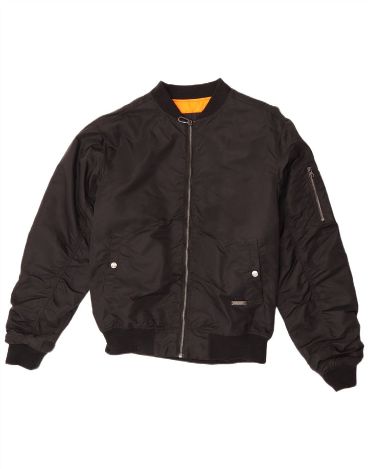 Snipes Mens Loose Fit Flight Aviator Jacket UK 36 Small Black Polyamide